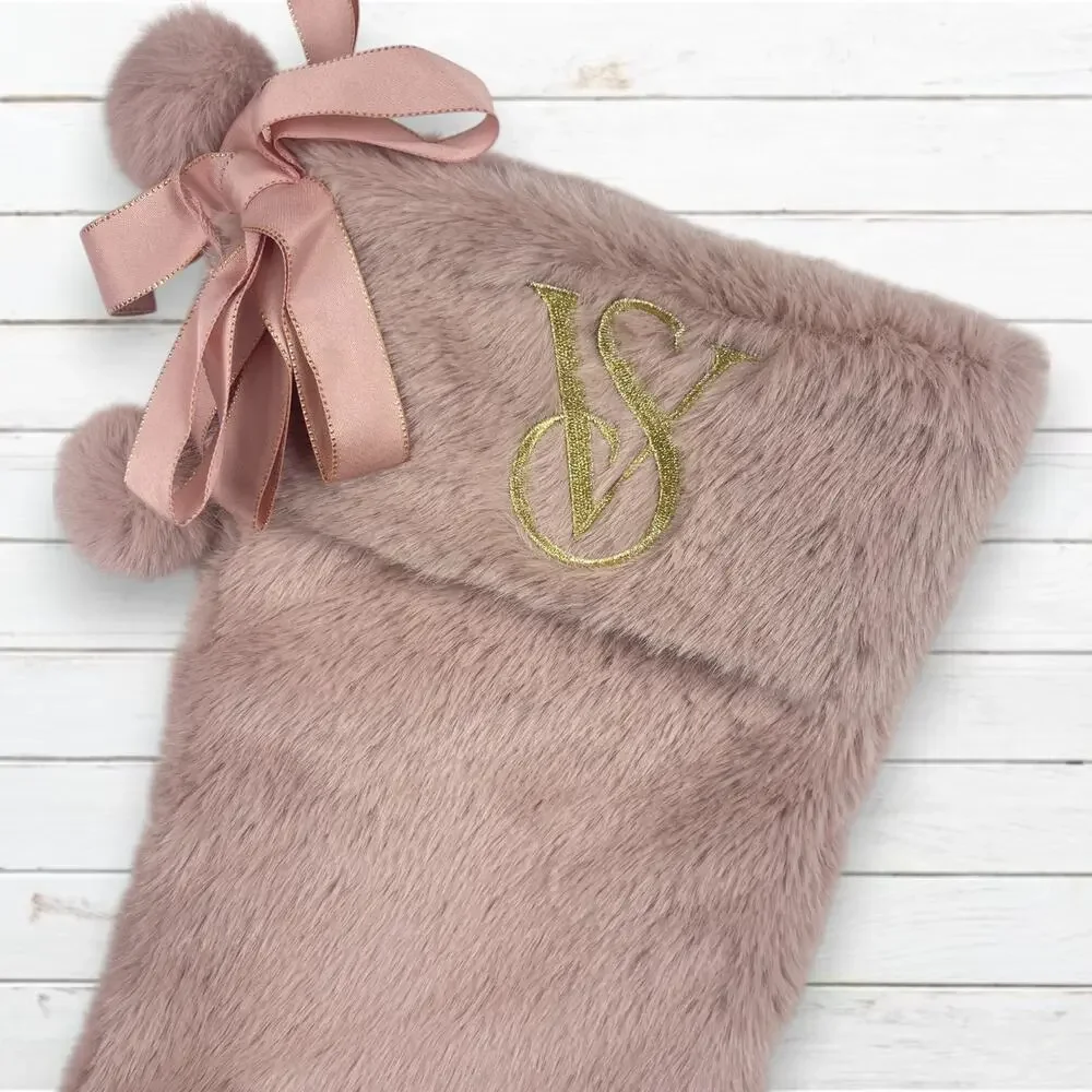 Victoria’s Secret Mauve Pink Faux Fur Christmas‎ Stocking